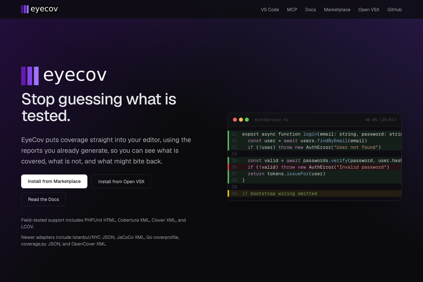 Screenshot of EyeCov